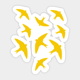 Yellow Mustard Swallow Birds in Flight Sticker